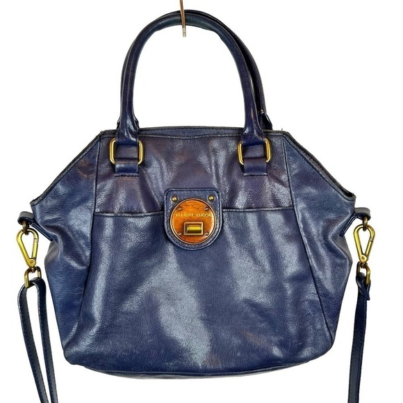 ELLIOTT LUCCA Leather Crossbody Handbag Shoulder Bag in Blue - Picture 1 of 13